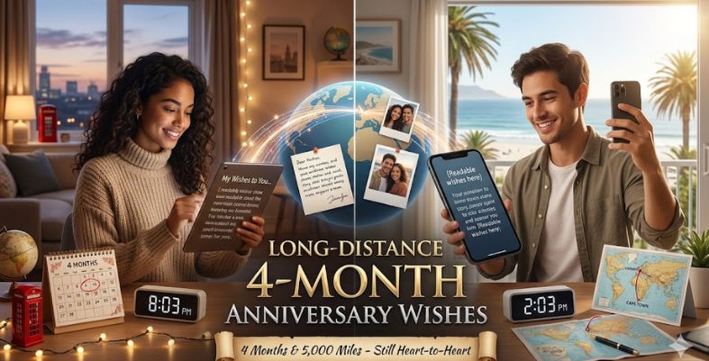 Long-Distance 4-Month Anniversary Wishes