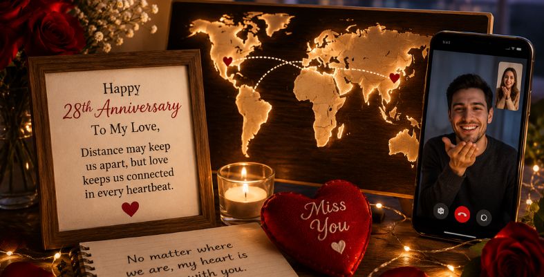 28th Anniversary Wishes for Long-Distance Couples