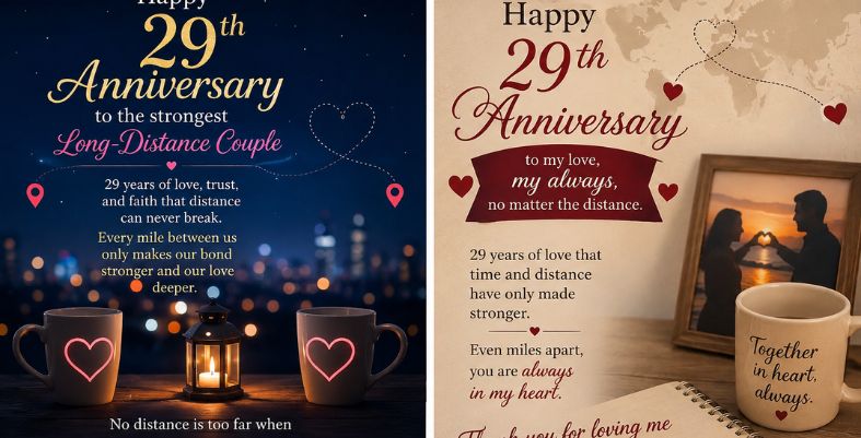 29th Anniversary Wishes for Long-Distance Couples