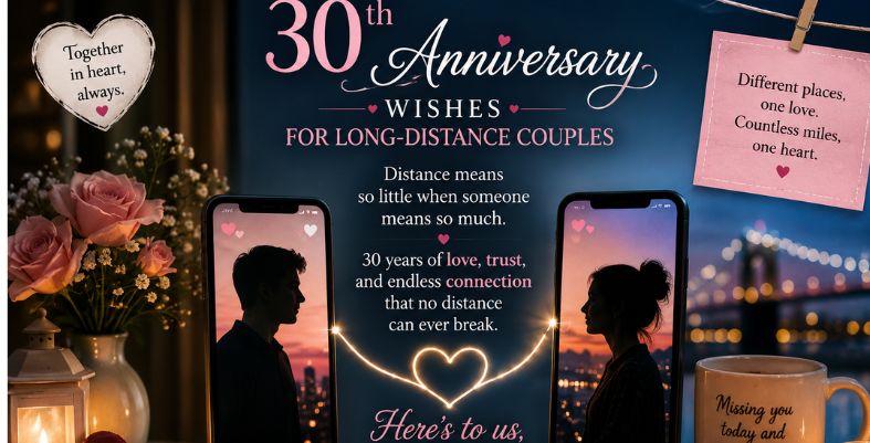 30th Anniversary Wishes for Long-Distance Couples