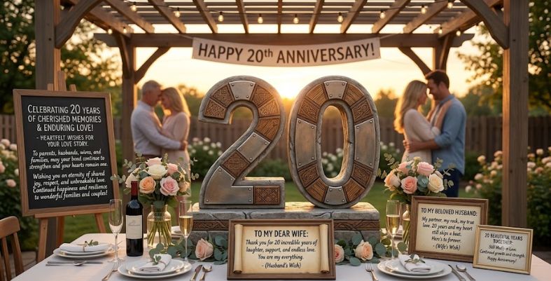 Heartfelt 20th Anniversary Wishes — For Husband, Wife, Parents & Every Love Story