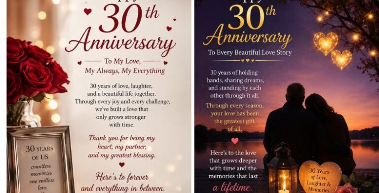Heartfelt 30th Anniversary Wishes