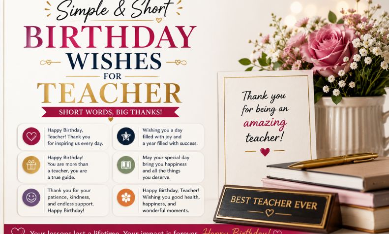 Simple & Short Birthday Wishes for Teacher