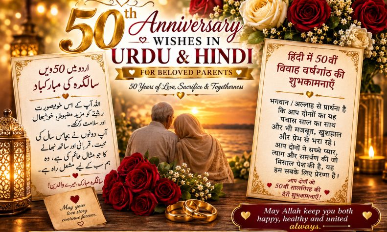50th Anniversary Wishes in Urdu and Hindi