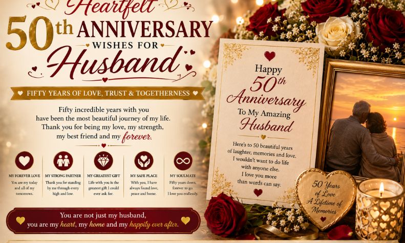 Heartfelt 50th Anniversary Wishes for Husband