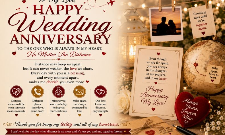 Wedding Anniversary Wishes for Long Distance Couples
